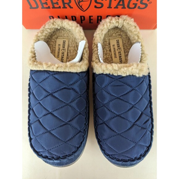 DEER STAGS Slipperooz Alma Slippers Men 7 M Blue Quilted Slip On Mule Shoes NWB main image 12